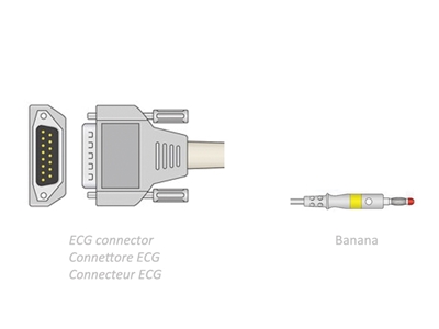 Picture of ECG PATIENT CABLE 2.2 m - banana - compatible Biocare, Edan, Nihon, others, 1 pc.
