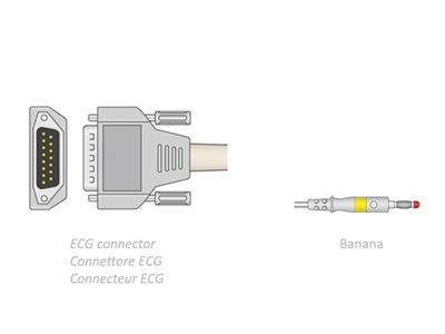 Picture of EKG PACIENTU KABELIS 2,2 m, banāns, saderīgs ar Biocare, Edan, Nihon, citi, 1 gab.