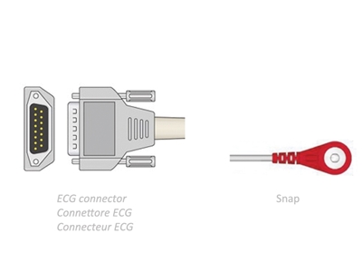 Picture of ECG PATIENT CABLE 2.2 m - snap - compatible Biocare, Edan, Nihon, others, 1 pc.