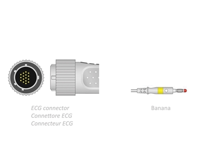 Picture of EKG PACIENTU KABELIS 2,2 m - ar banānu saderīgs Cardioline, 1 gab.