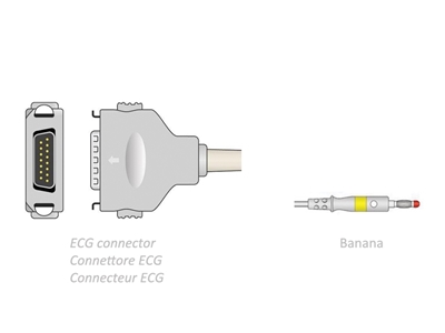 Picture of ECG PATIENT CABLE 2.2 m - banana - compatible Fukuda Denshi, 1 pc.