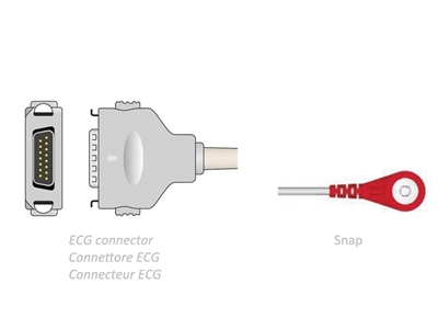 Picture of ECG PATIENT CABLE 2.2 m - snap - compatible Fukuda Denshi, 1 pc.