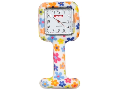 Picture of Силиконовые часы для медсестры - квадрат - цветы, 1 шт.