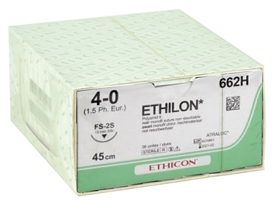 Picture of ETHICON ETHILON MONOFILAMENT SUTURES - gauge 4/0 needle 19 mm, 36 pcs.