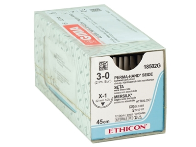 Picture of Шелковые нити ETHICON PERMA-HAND - игла 3/0 калибра 22 мм - плетеная, 12 шт.