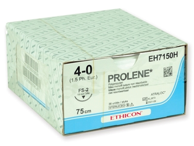 Picture of Монофиламентные швы ETHICON PROLENE BLUE - игла 4/0 калибра 19 мм, шовный материал 45 см, 36 шт.