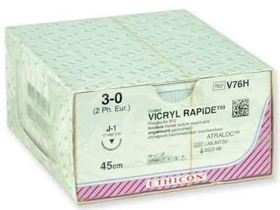 Picture of Рассасывающиеся нити ETHICON VICRYL RAPID - игла 3/0 мм - плетеные, 36 шт.