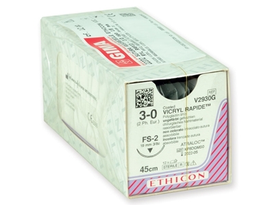 Picture of ETHICON VICRYL RAPID ABSORBABLE SUTURES - gauge 3/0 needle 19 mm - braided, 12 pcs.