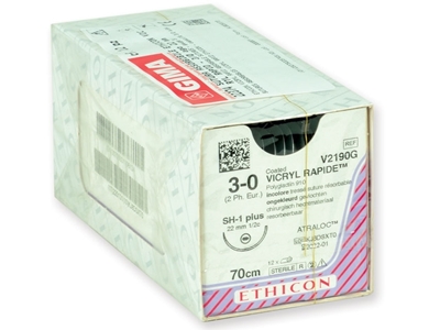 Picture of ETHICON VICRYL RAPID ABSORBABLE SUTURES - gauge 3/0 needle 22 mm - braided, 12 pcs.