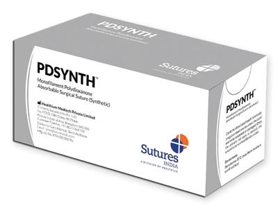 Picture of PDSYNTH absorbējamās šuves, mērierīces 0 aplis 1/2 adata 30mm - 70cm - violeta, 12 gab.