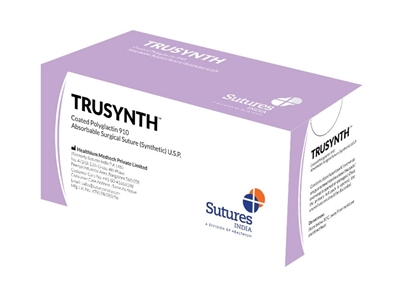 Picture of TRUSYNTH absorbējamās šuves, izmērs 4/0 aplis 1/2 adata 19mm - 75cm - violeta, 12 gab.