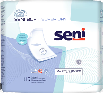 Picture of SENI SOFT SUPER DRY absorbējošie paladziņi ar super absorbentu 90x60 N15