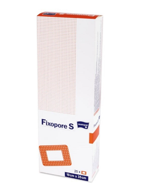 Picture of FIXOPORE S neausta materiāla plāksteri ar absorbējošu saliņu 10×35 cm, 25 gab.