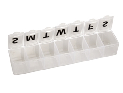 Picture of WEEKLY PILL BOX - white - blister - English, 1 pc.
