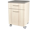 Show details for BEDSIDE TABLE WITH DRAWER - streaked beige