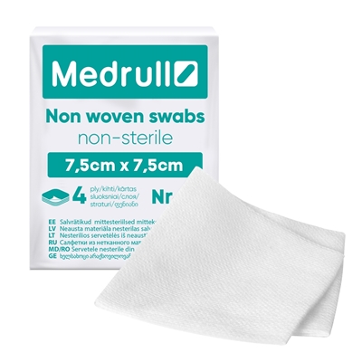 Picture of Non-woven wipes, non-sterile, 7,5 cm x 7,5 cm, 4 layers, N100