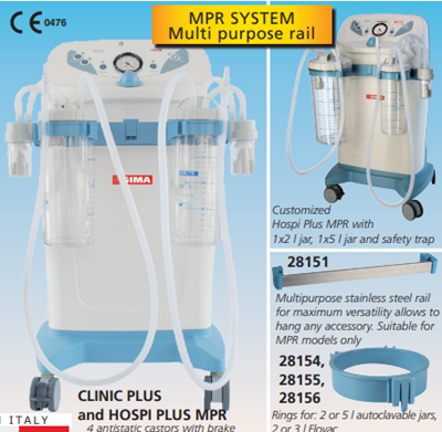 Picture of CLINIC PLUS MPR SUCTION 2x5 litru 230 V kanna ar kājas slēdzi, plūsmas regulators