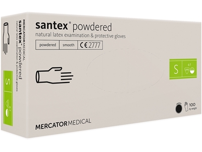 Picture of SANTEX LATEX GLOVES, PRE POWDERED, SMALL, 100 PCS.