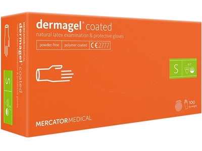 Picture of DERMAGEL LATEX GLOVES, POWDER FREE, SMALL, 100 PCS.