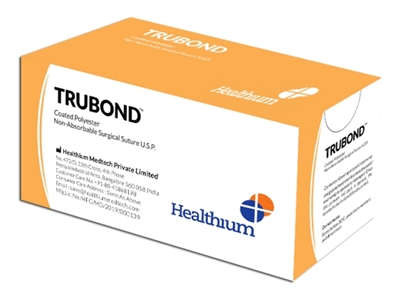 Picture of TRUBOND non absorbable sutures, gauge 1, circle 1/2, needle 50 mm, 100 cm, green, 12 pcs.