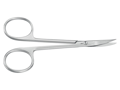 Picture of Aesculap iridectomy and ligatures scissors, curved, sharp/sharp, 11 cm, bc111r