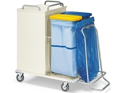 Picture of CLOSED LAUNDRY TROLLEY - painted steel